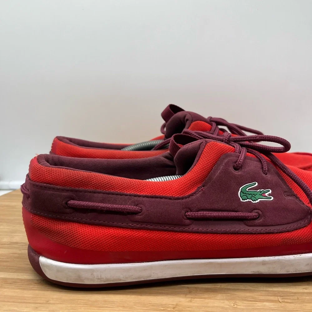 Lacoste Men's Landsailing Red Size 12 Boat Loafers‎ Comfort Shoe.
